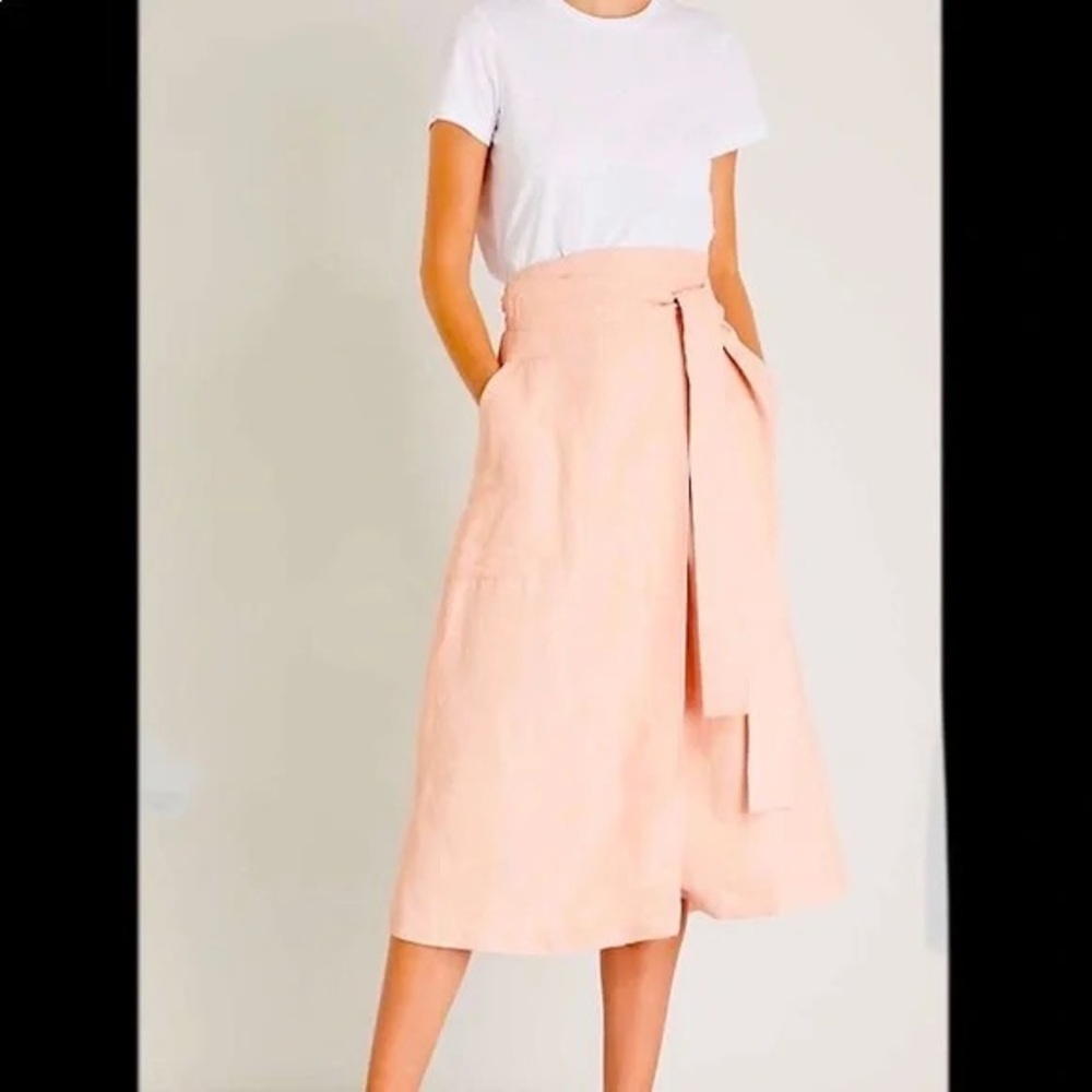 Sandro Nord Twill Wrap Midi Skirt Light Pink
